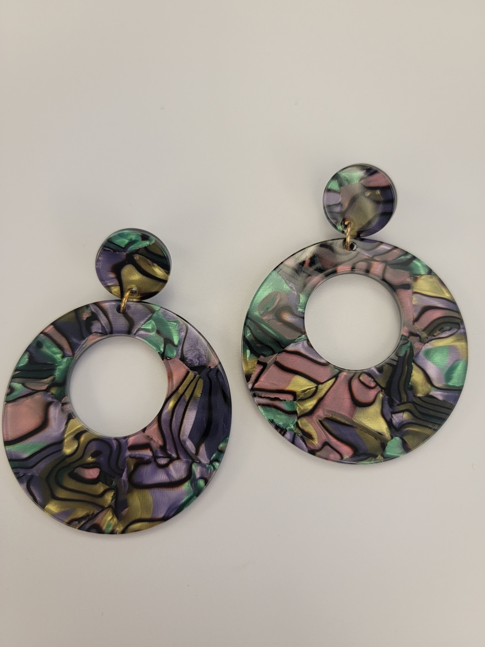 Multicolor Resin Hoop Drop Earrings